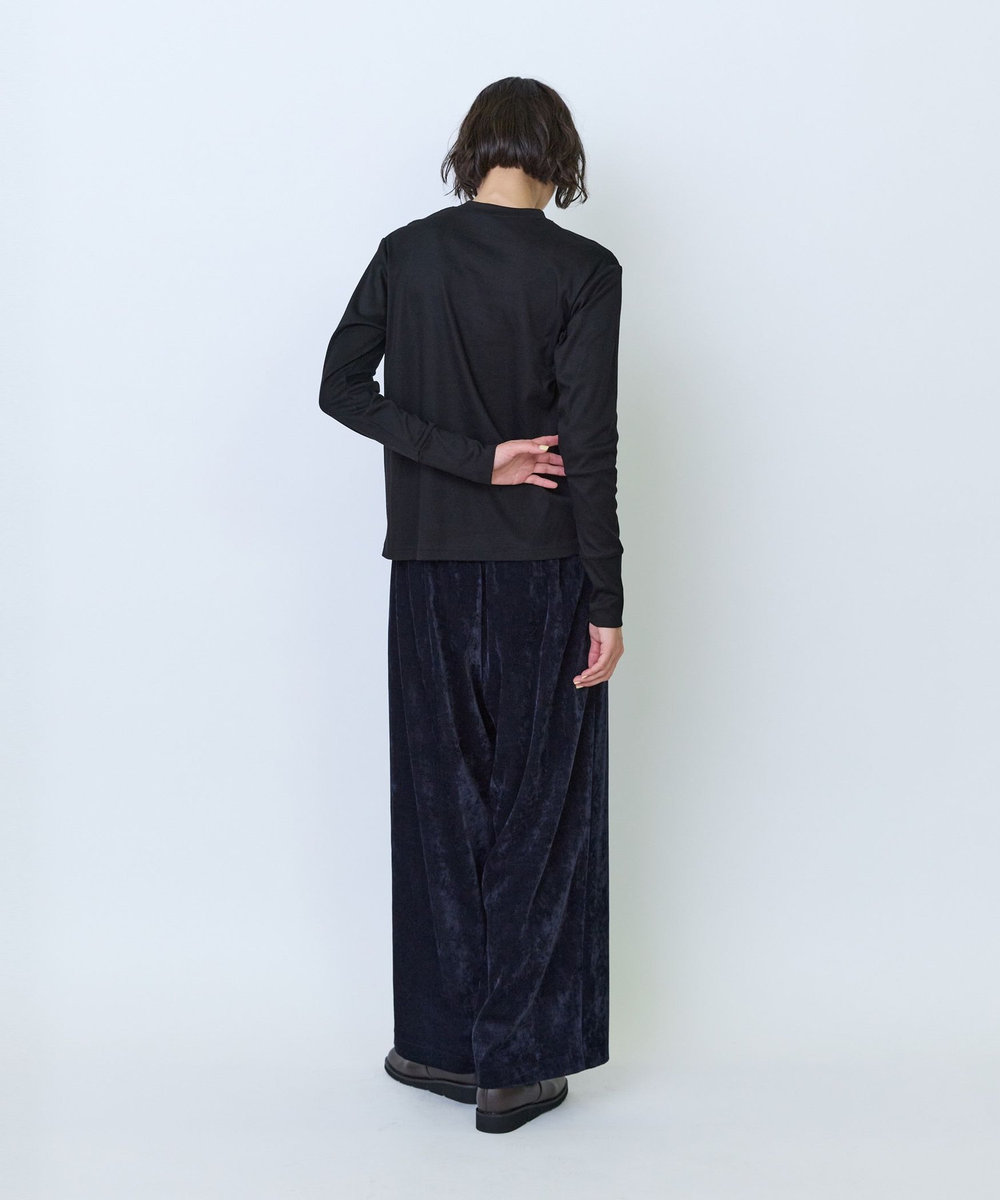 LOISIR フライス編みクルーネックプルオーバー ブラック