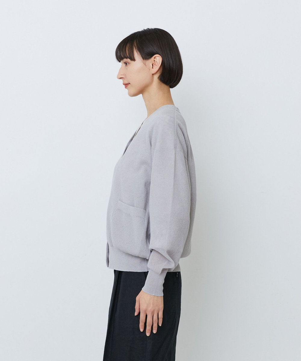LOISIR コットンリネンダブルジャカードカーディガン グレー