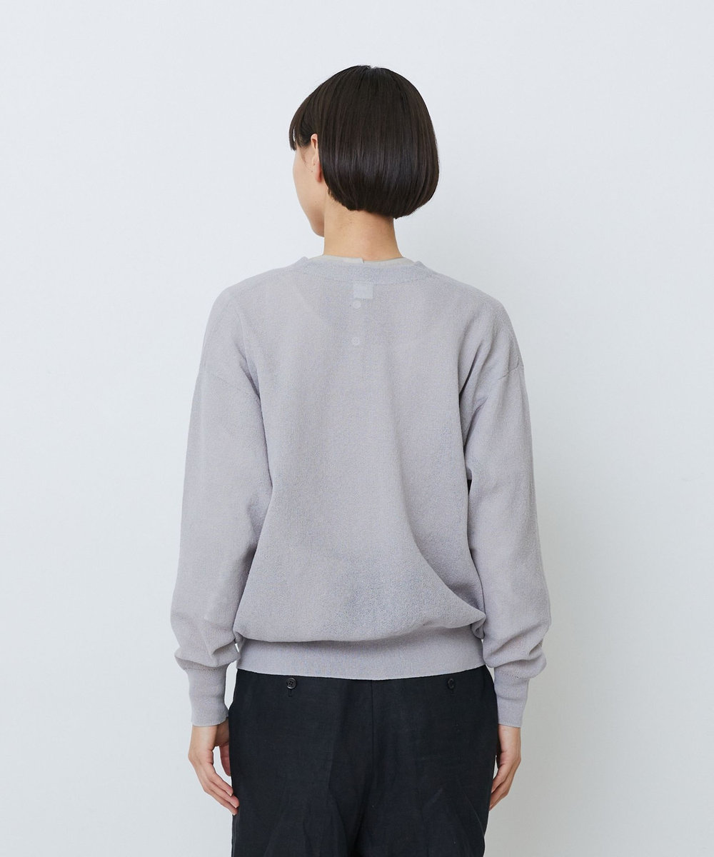 LOISIR コットンリネンダブルジャカードカーディガン グレー
