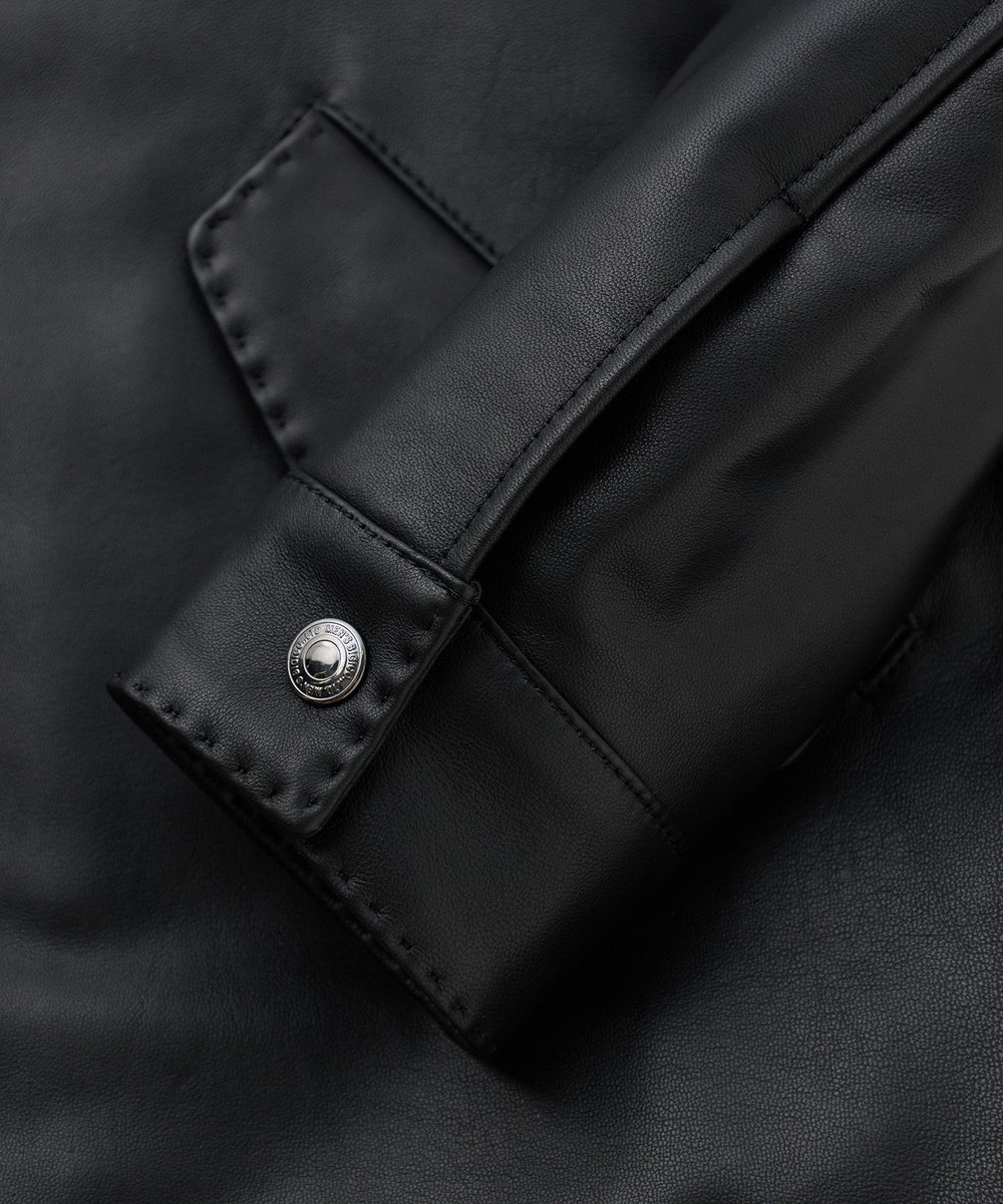 MEN'S BIGI ミリタリーディテール シープレザーブルゾン ブラック