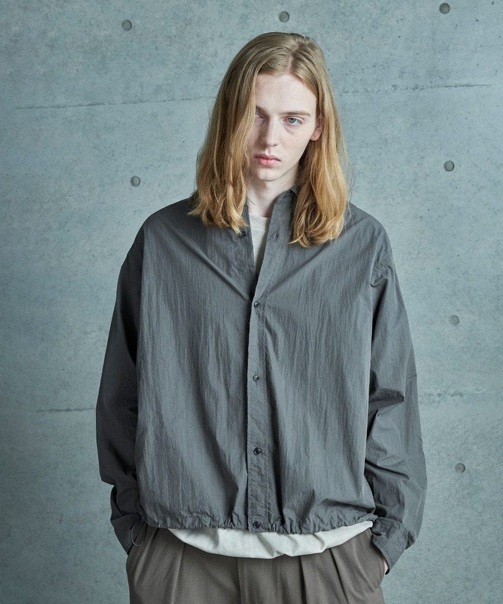 MEN'S BIGI コットンナイロンドローコードシャツ グレー