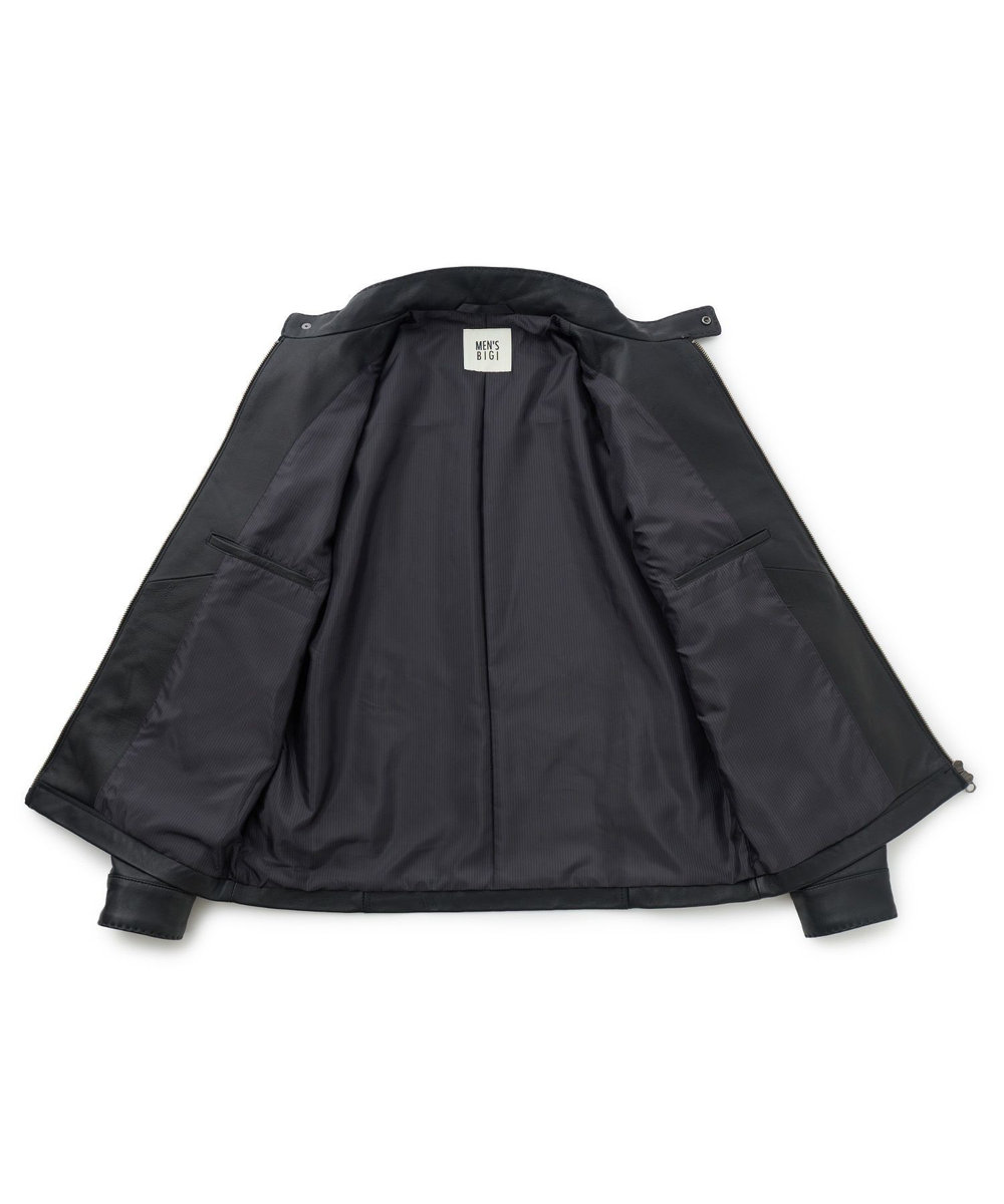 MEN'S BIGI ミリタリーディテール シープレザーブルゾン ブラック