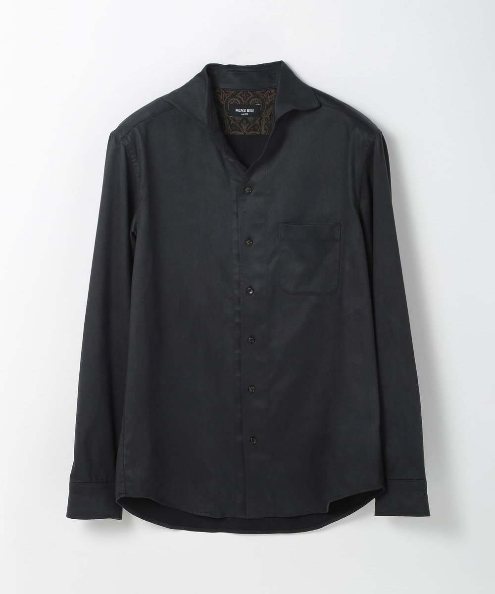 MEN'S BIGI コマスエードストレッチシャツ ダークネイビー