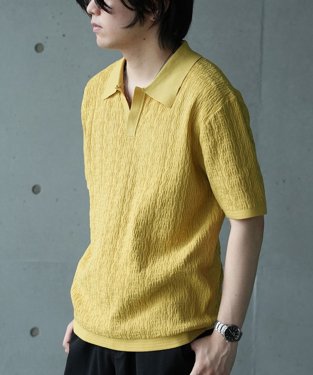UNION STATION *WEB限定 ルーズフィットジャガードスキッパーポロ イエロー