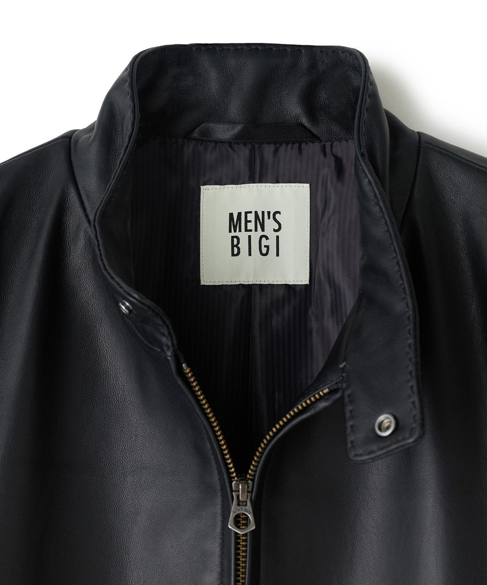 MEN'S BIGI ミリタリーディテール シープレザーブルゾン ブラック