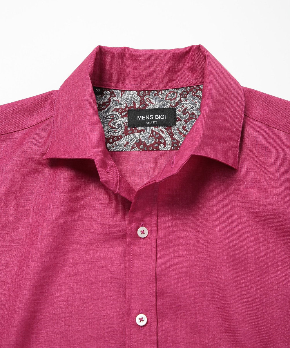 MEN'S BIGI オクシィジュエルストレッチ7分シャツ ピンク