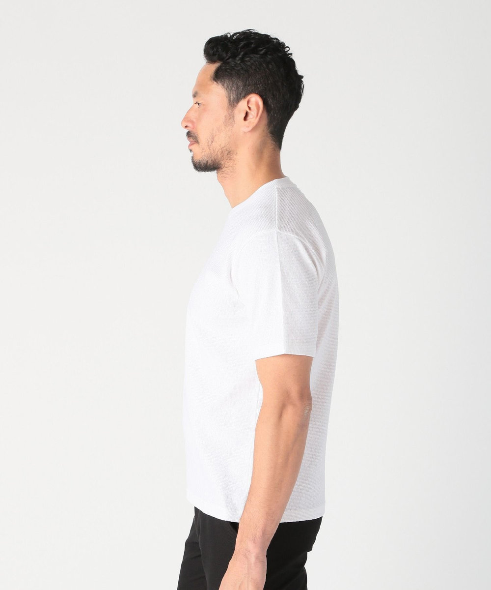 MEN'S BIGI シェブロン柄リンクスジャカードTシャツ<接触冷感><抗菌防臭> ホワイト