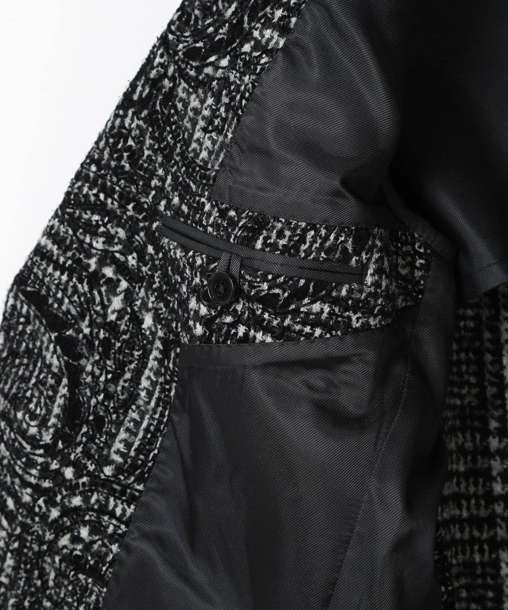 MEN'S BIGI グレンチェックフロッキープリントジャケット ブラック