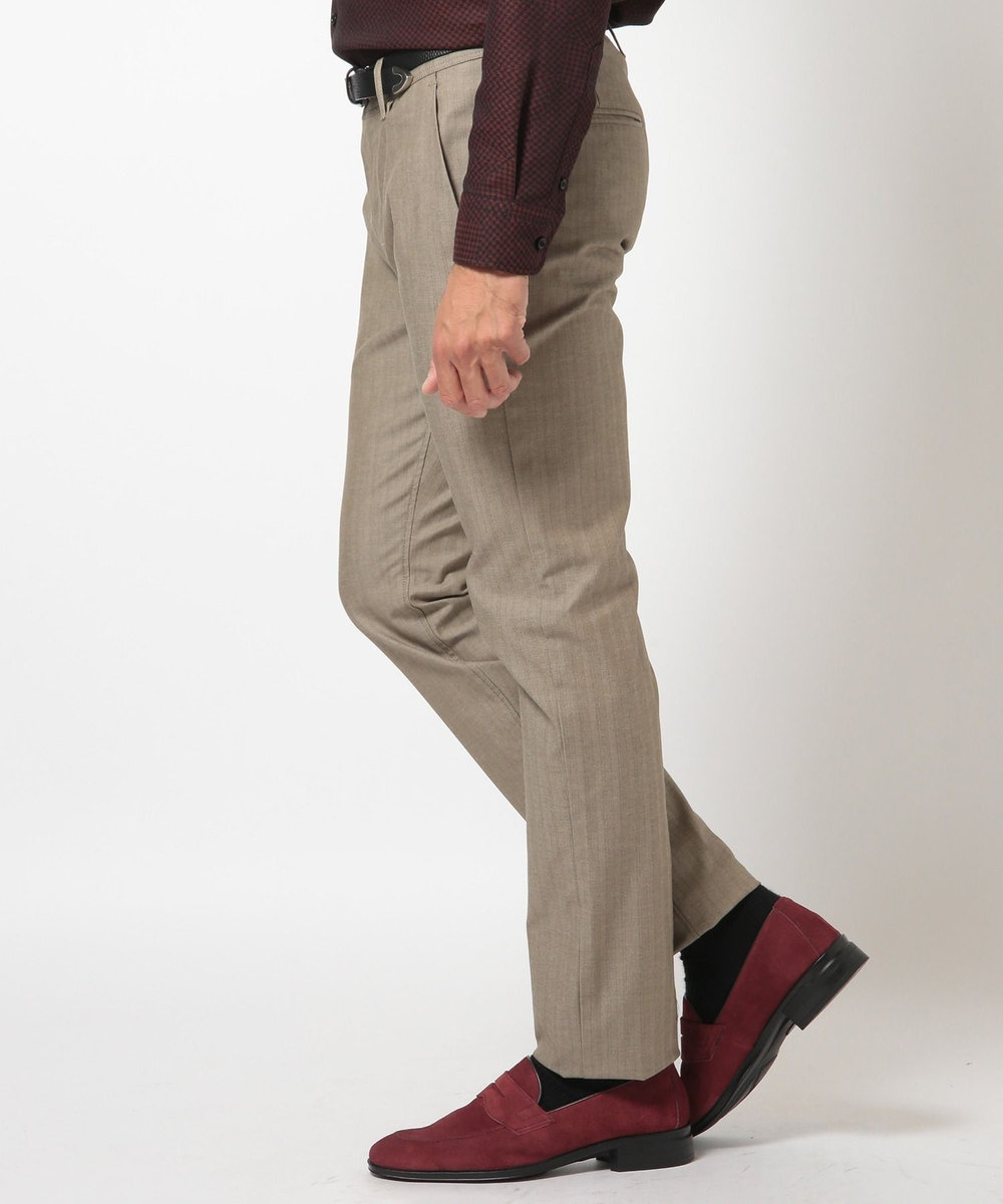 MEN'S BIGI ＜ON/OFF兼用＞シャドーヘリンボーンストレッチパンツ ベージュ