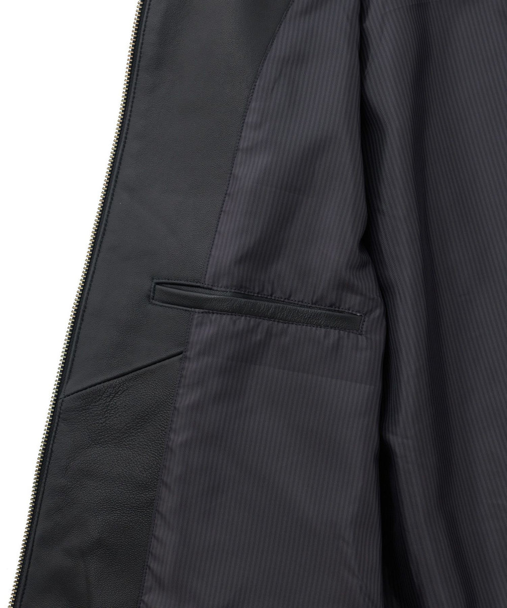 MEN'S BIGI ミリタリーディテール シープレザーブルゾン ブラック
