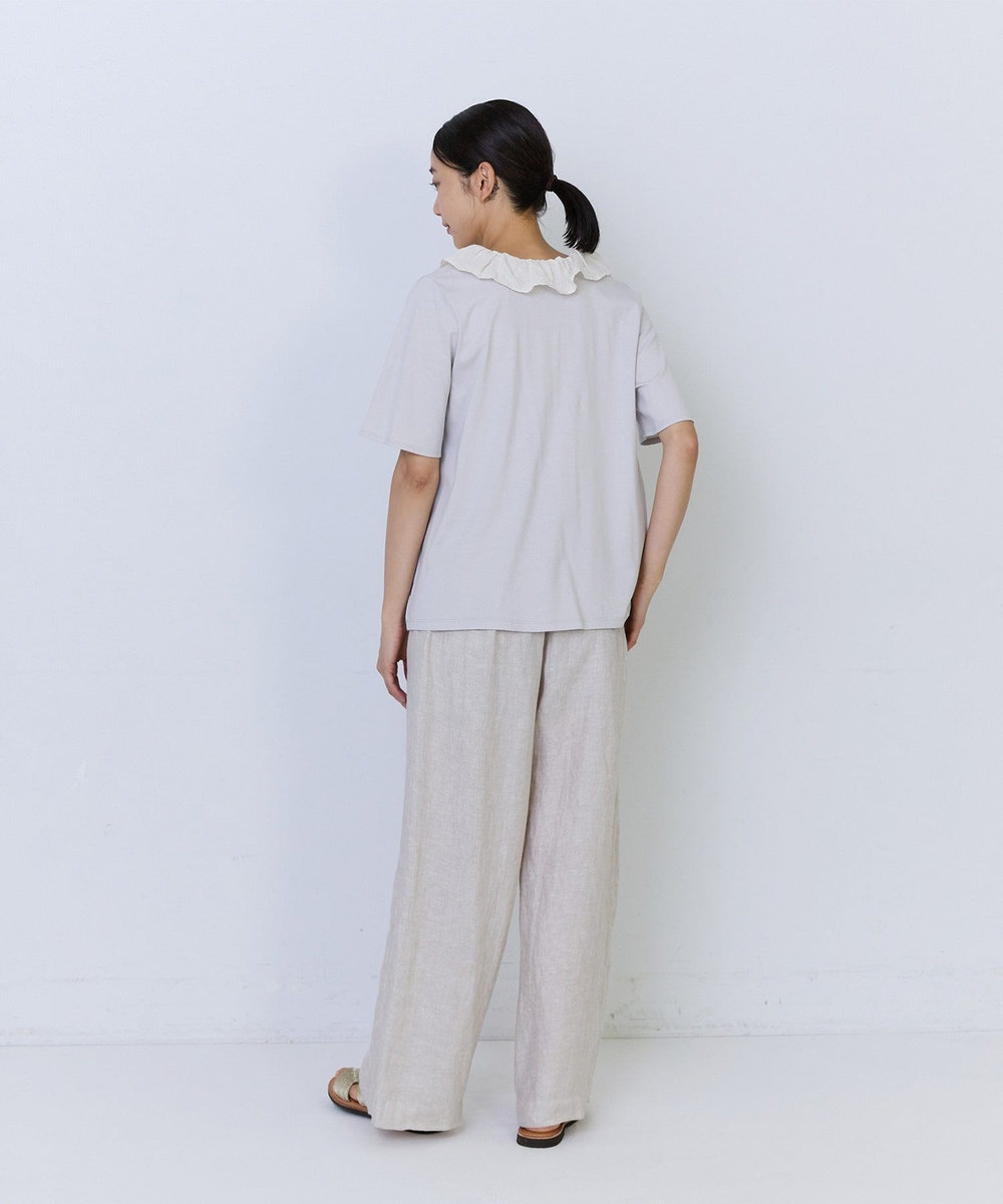 ADIEU TRISTESSE フリルカラーVネックプルオーバー グレー