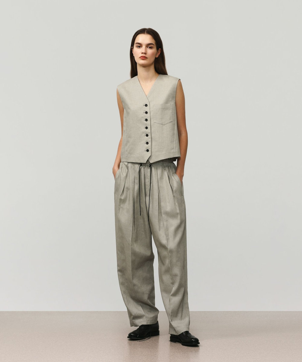 DÉPAREILLÉ RAMIE POLY TWILL BALLOON PANTS / ラミーポリツイルバルーンパンツ ベージュ