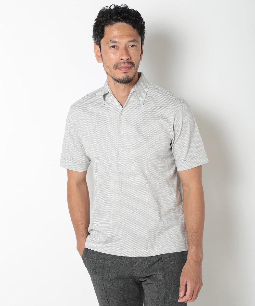 MEN'S BIGI 【ACTIVE TAILOR】COOL MAXサッカー織りワンピースカラーポロシャツ グレー