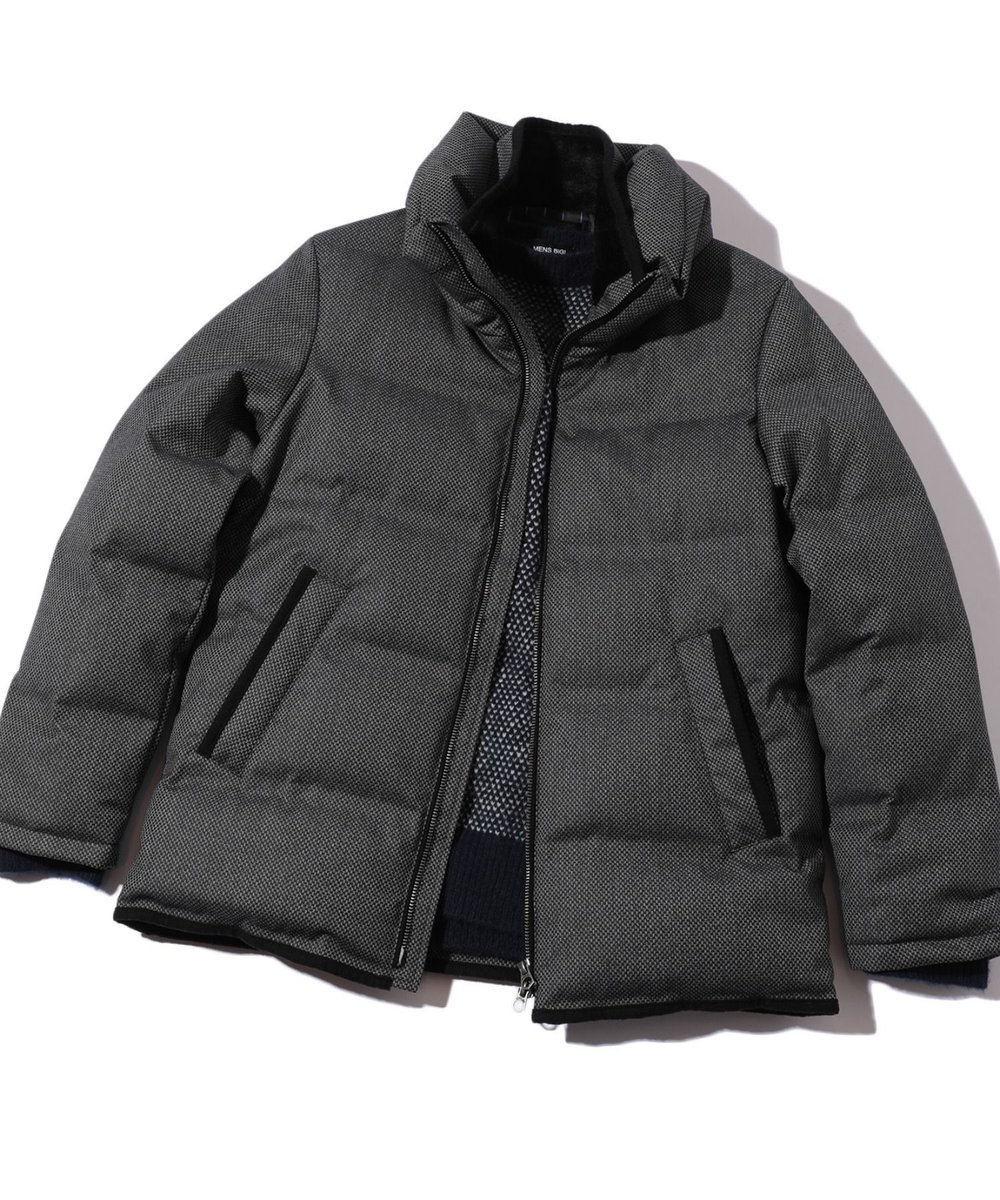 MEN'S BIGI マイクロブロックチェックボリュームネックダウン グレー系その他