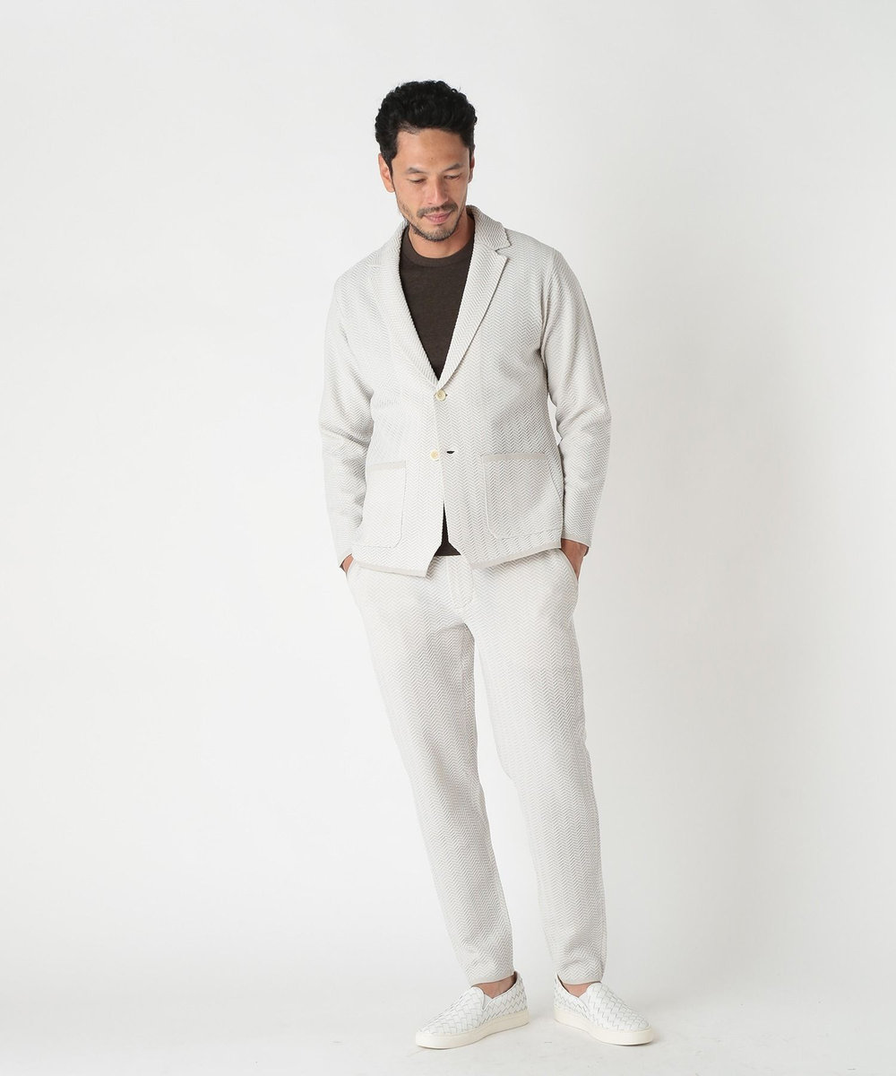 MEN'S BIGI 【ACTIVE TAILOR】ヘリンボーンニットパンツ オフホワイト