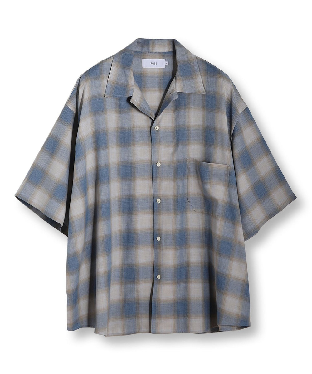 MEN'S BIGI シアーチェックビッグシルエットシャツ ブルー