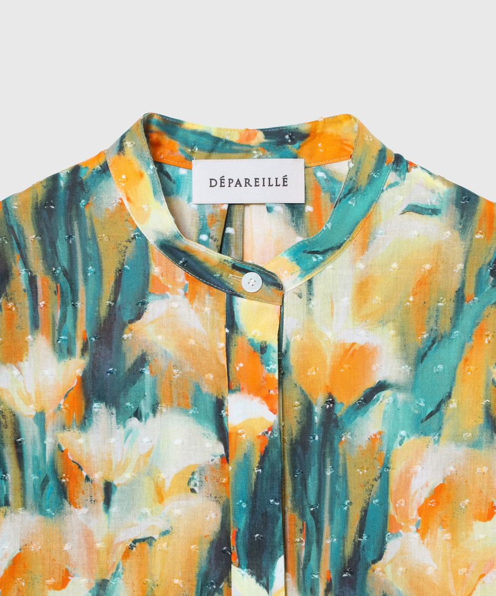 DÉPAREILLÉ DOT JACQUARD FLOWER SLEEVELESS BLOUSE / ドットジャガードフラワースリーブレスブラウス イエロー