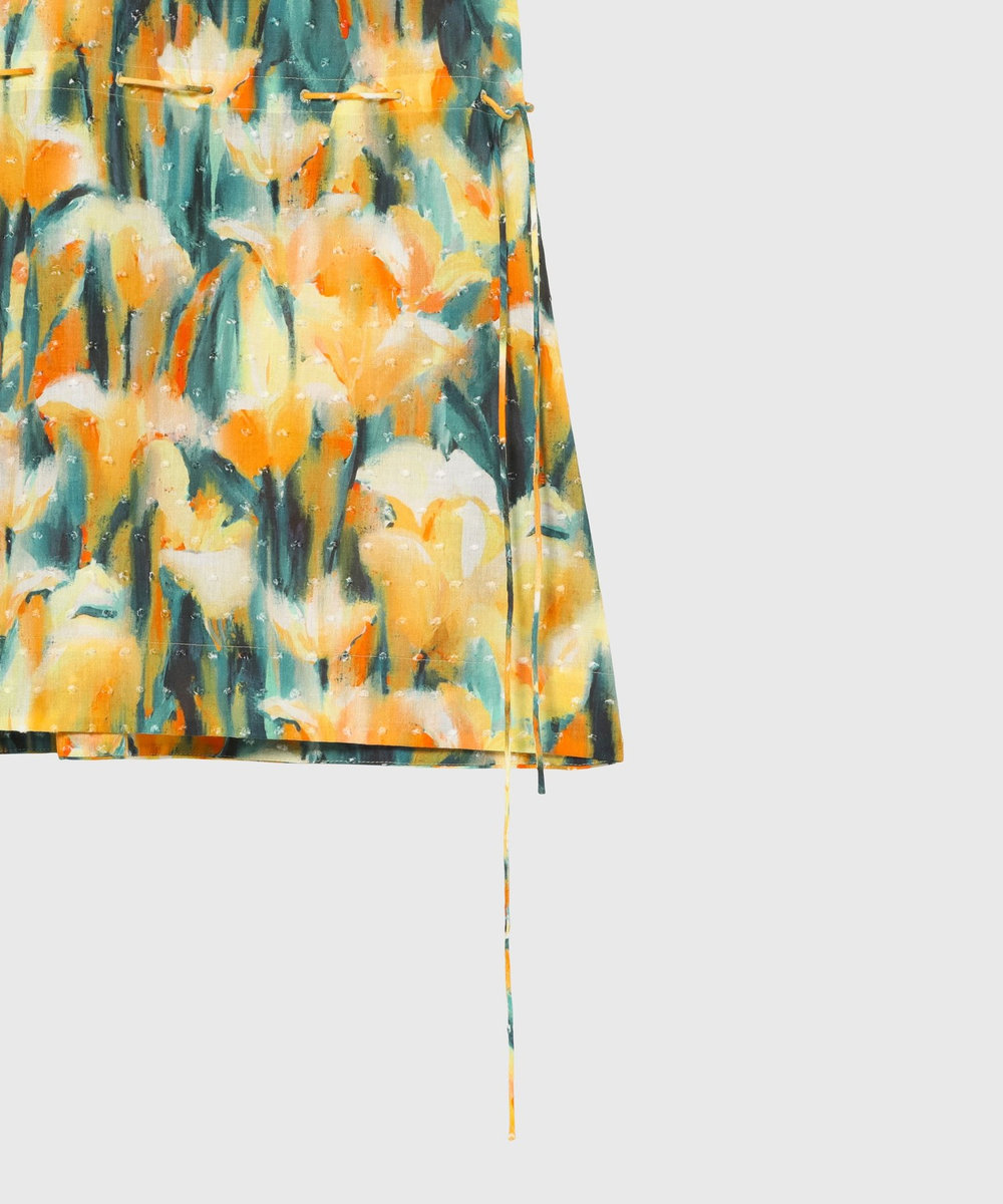 DÉPAREILLÉ DOT JACQUARD FLOWER SLEEVELESS BLOUSE / ドットジャガードフラワースリーブレスブラウス イエロー