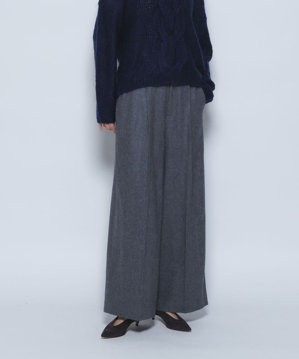 1er Arrondissement エアリーフラノワイドパンツ チャコールグレー