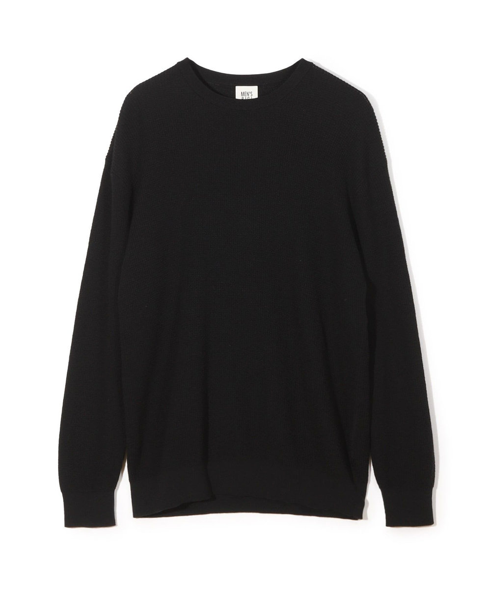 MEN'S BIGI メリノウール ワッフル編みニット ブラック