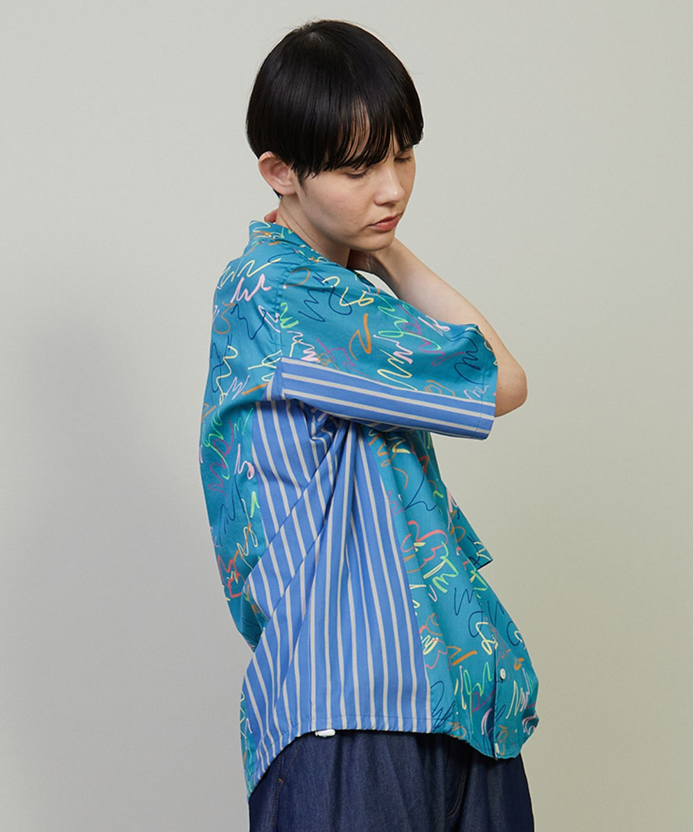 FRAPBOIS グラッフィー シャツブラウス ブルー