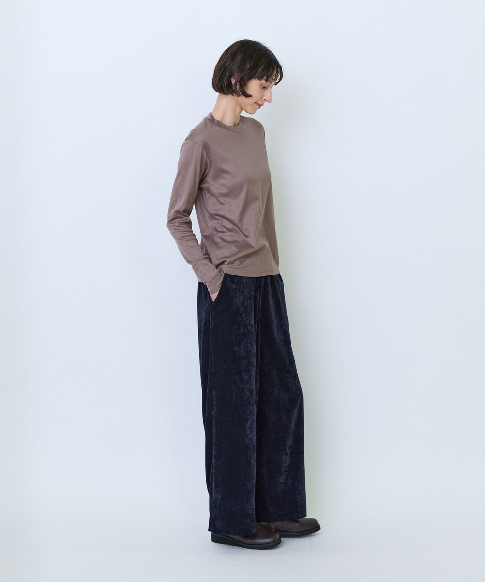 LOISIR フライス編みクルーネックプルオーバー ブラウン