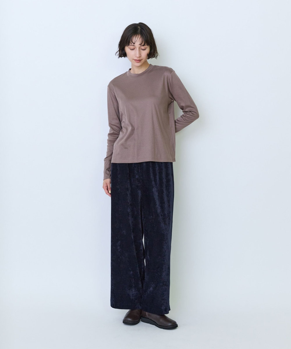 LOISIR フライス編みクルーネックプルオーバー ブラウン
