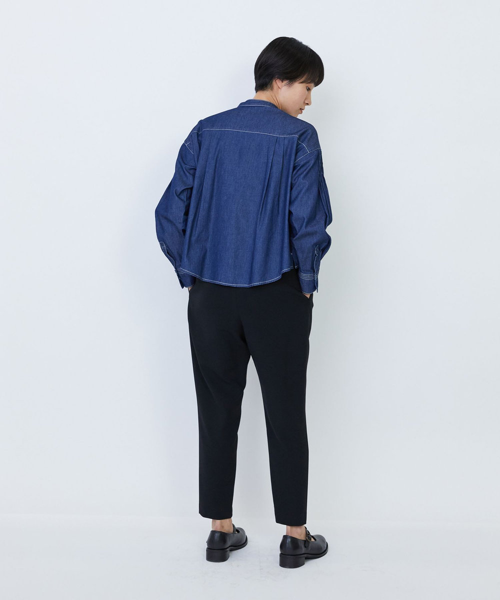 LOISIR ワークディテールショートシャツ インディゴブルー