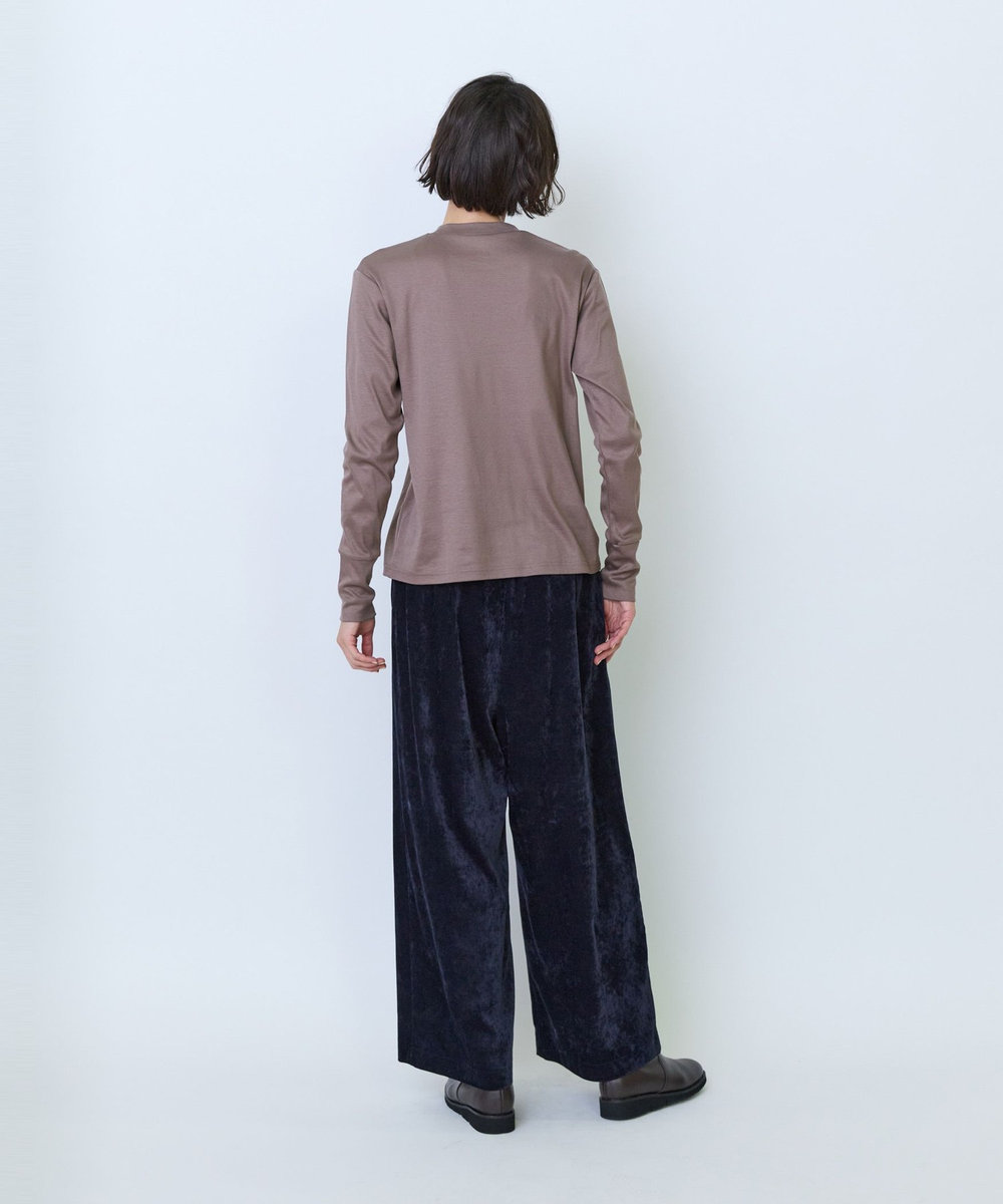 LOISIR フライス編みクルーネックプルオーバー ブラウン
