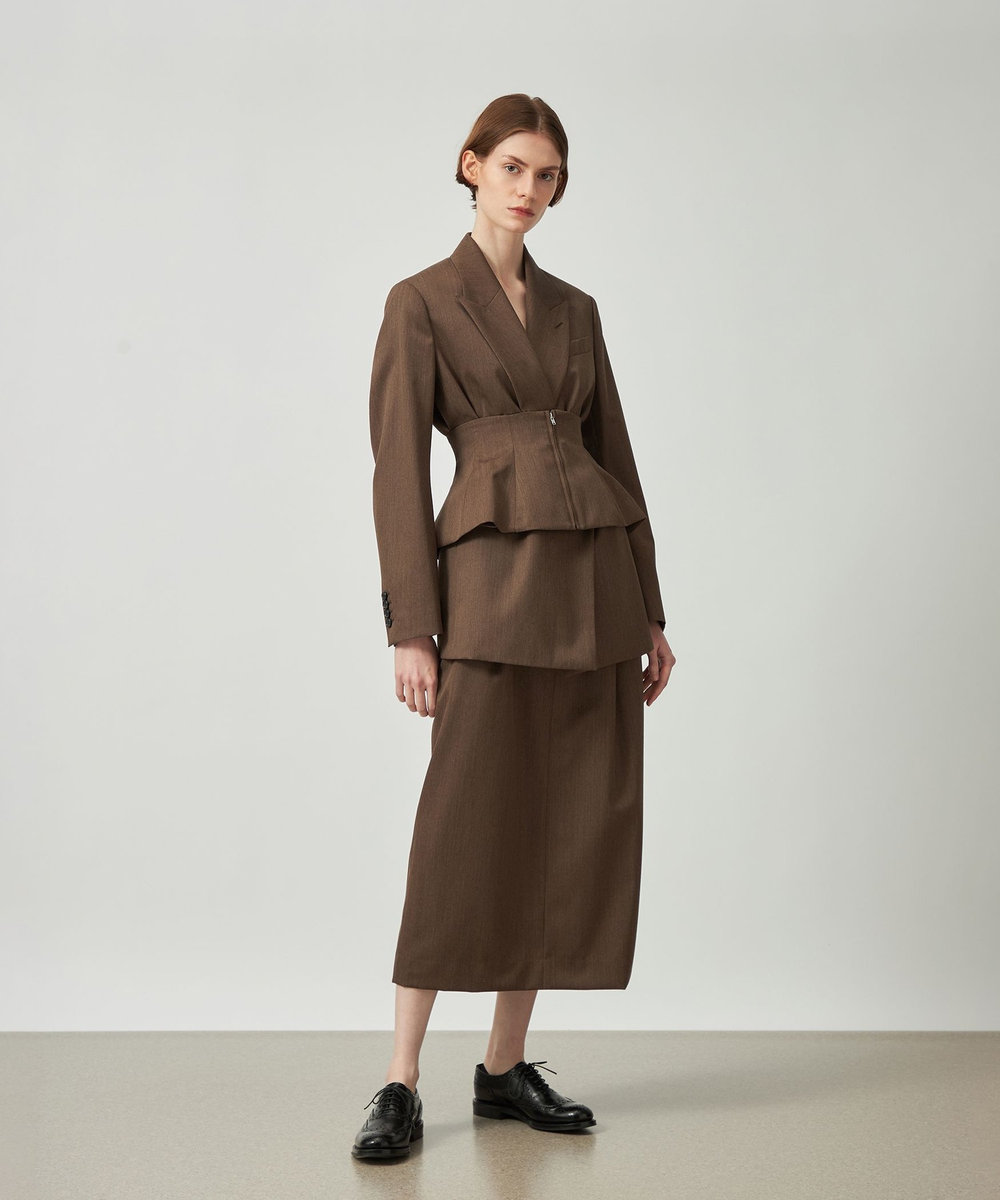 DÉPAREILLÉ WOOL GABARDINE DOUBLE JACKET / ウールギャバジンダブルジャケット ブラウン