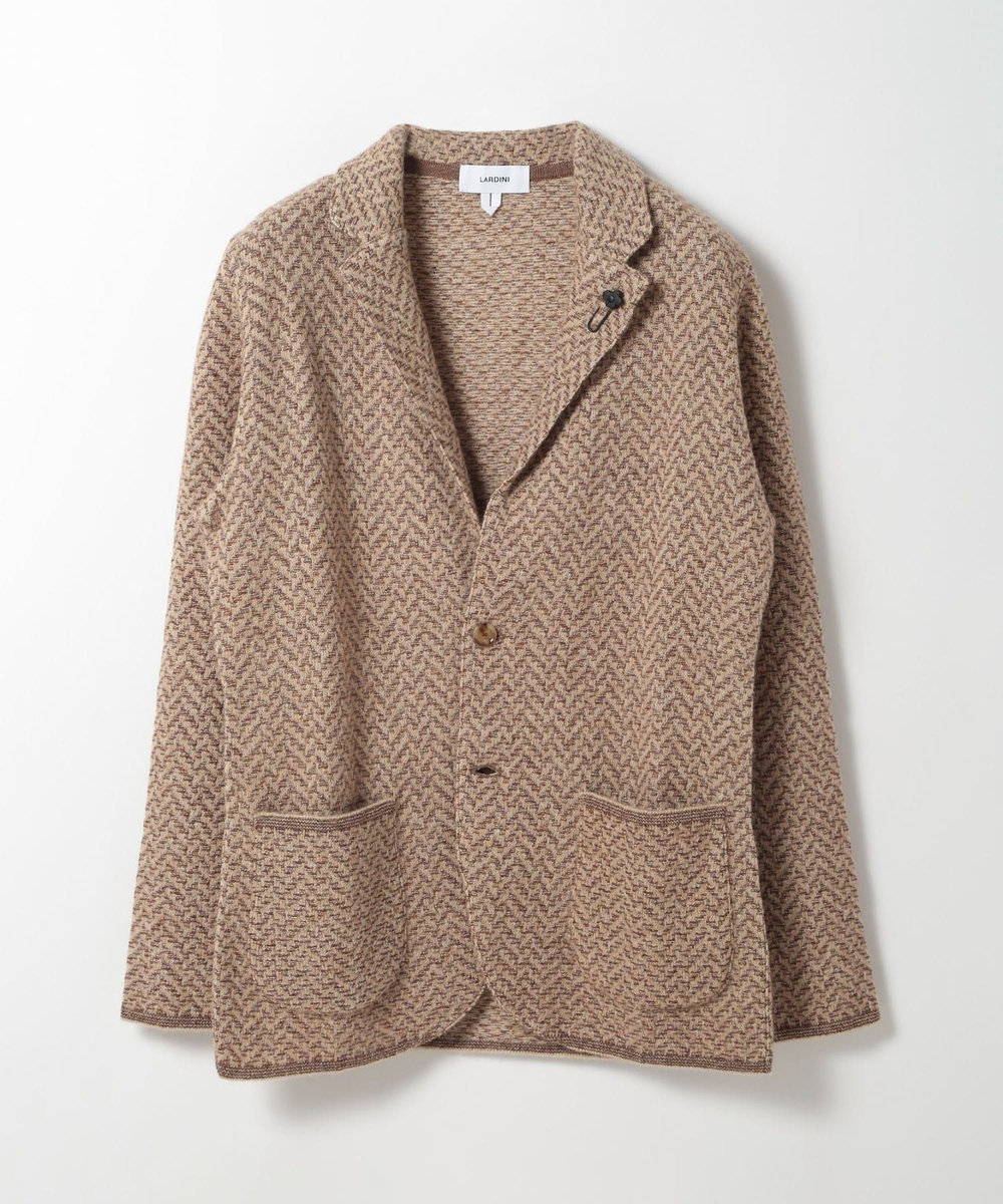 MEN'S BIGI 【LARDINI/ラルディーニ】アルパカウールヘリンボーンジャージジャケット ブラウン
