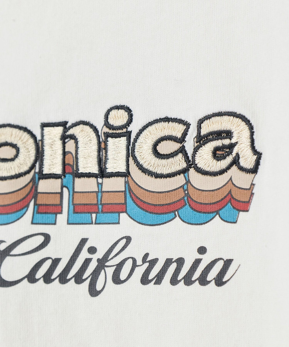 UNION STATION サンタモニカ グラフィック刺繍T〈ストレッチ・ハンドウォッシャブル〉 オフホワイト