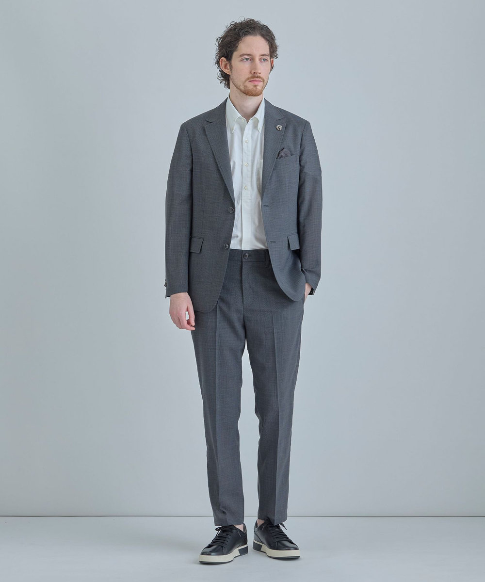 MEN'S BIGI 【COLE HAAN/コール ハーン】別注 サマーサイロフィルウールピンチェックジャケット＜通気性＞ グレー