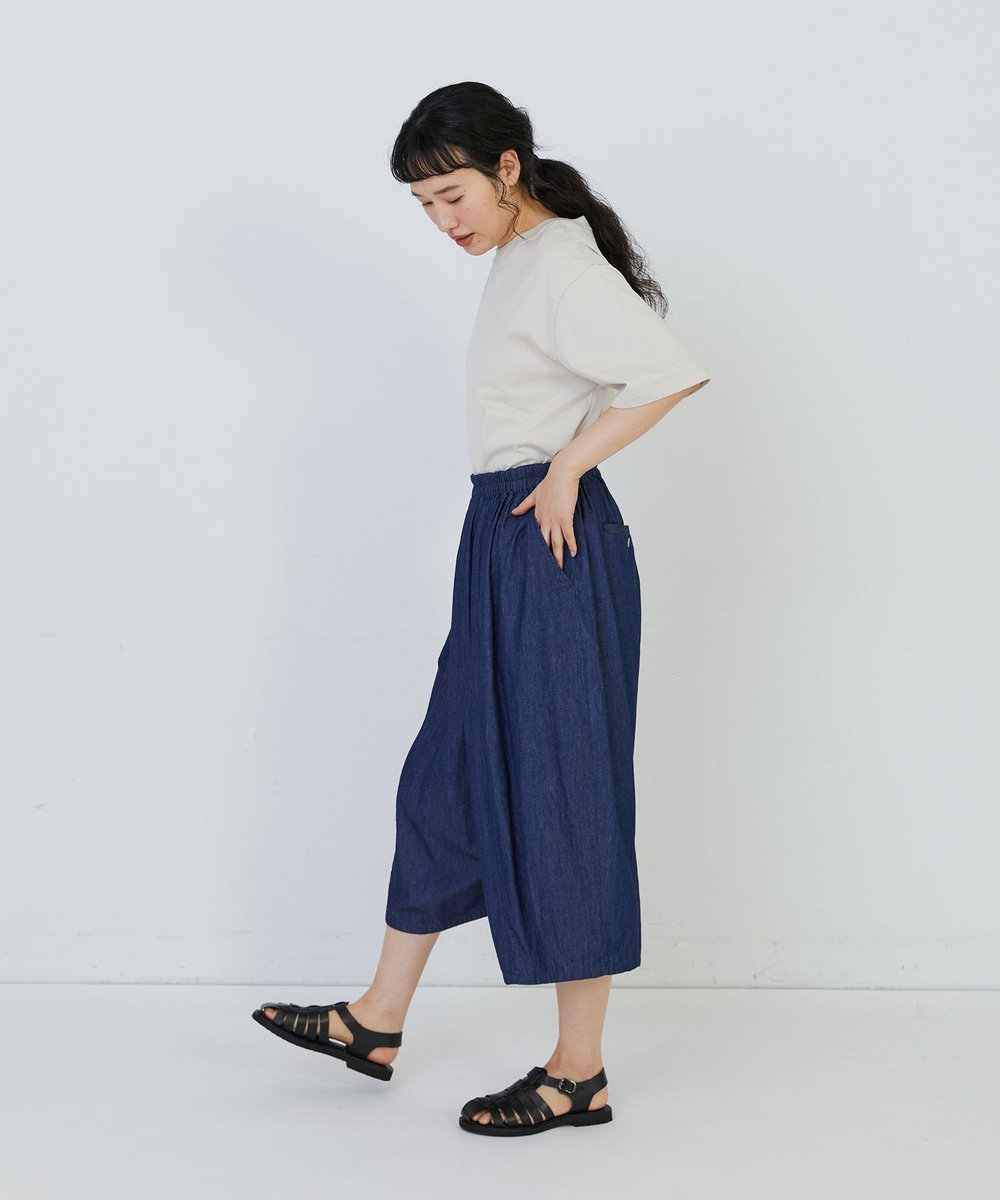 congés payés ADIEU TRISTESSE 【FAVE】シャーリングワイドサルエルパンツ インディゴブルー