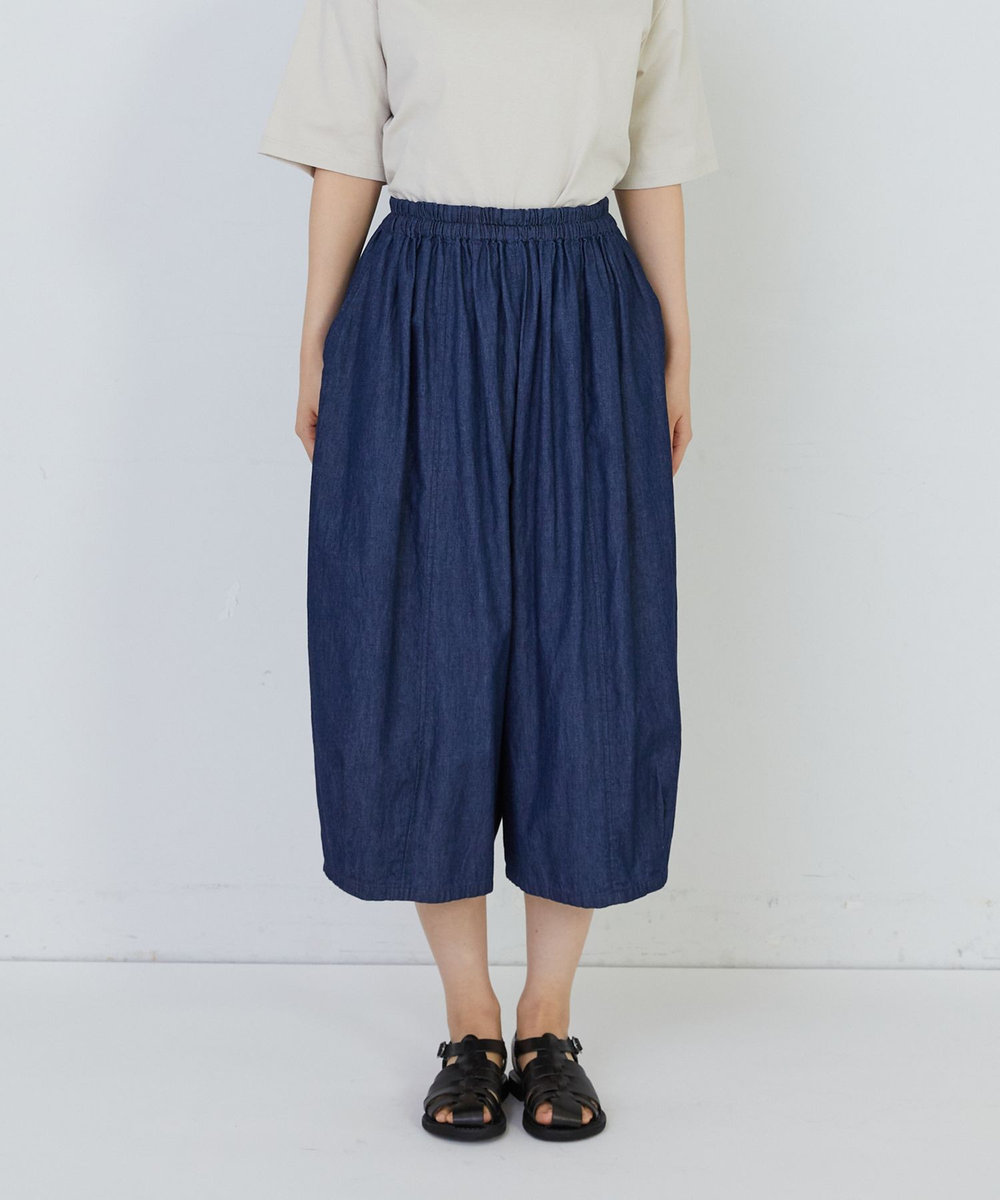 congés payés ADIEU TRISTESSE 【FAVE】シャーリングワイドサルエルパンツ インディゴブルー