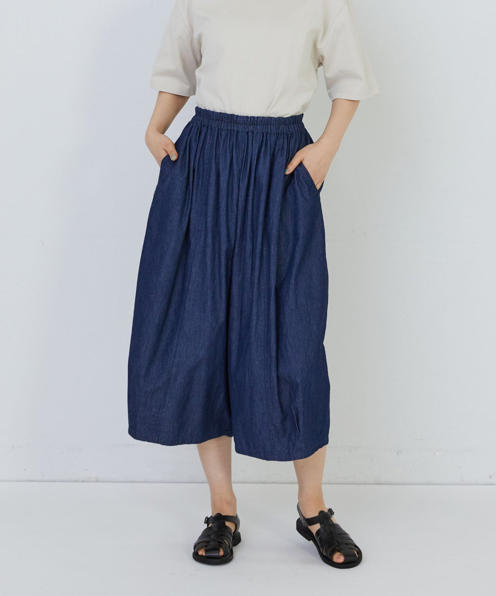 congés payés ADIEU TRISTESSE 【FAVE】シャーリングワイドサルエルパンツ インディゴブルー