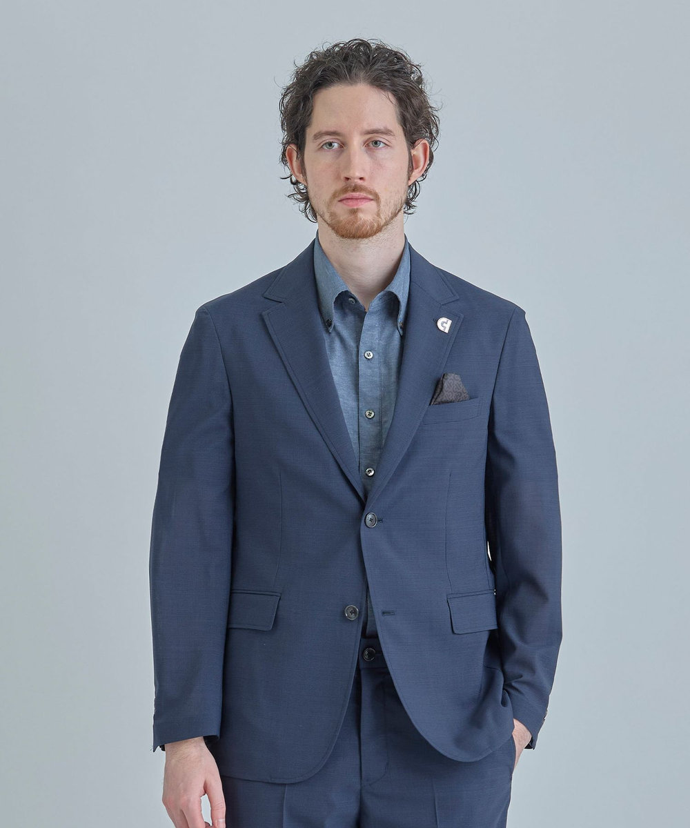 MEN'S BIGI 【COLE HAAN/コール ハーン】別注 サマーサイロフィルウールピンチェックジャケット＜通気性＞ ネイビー