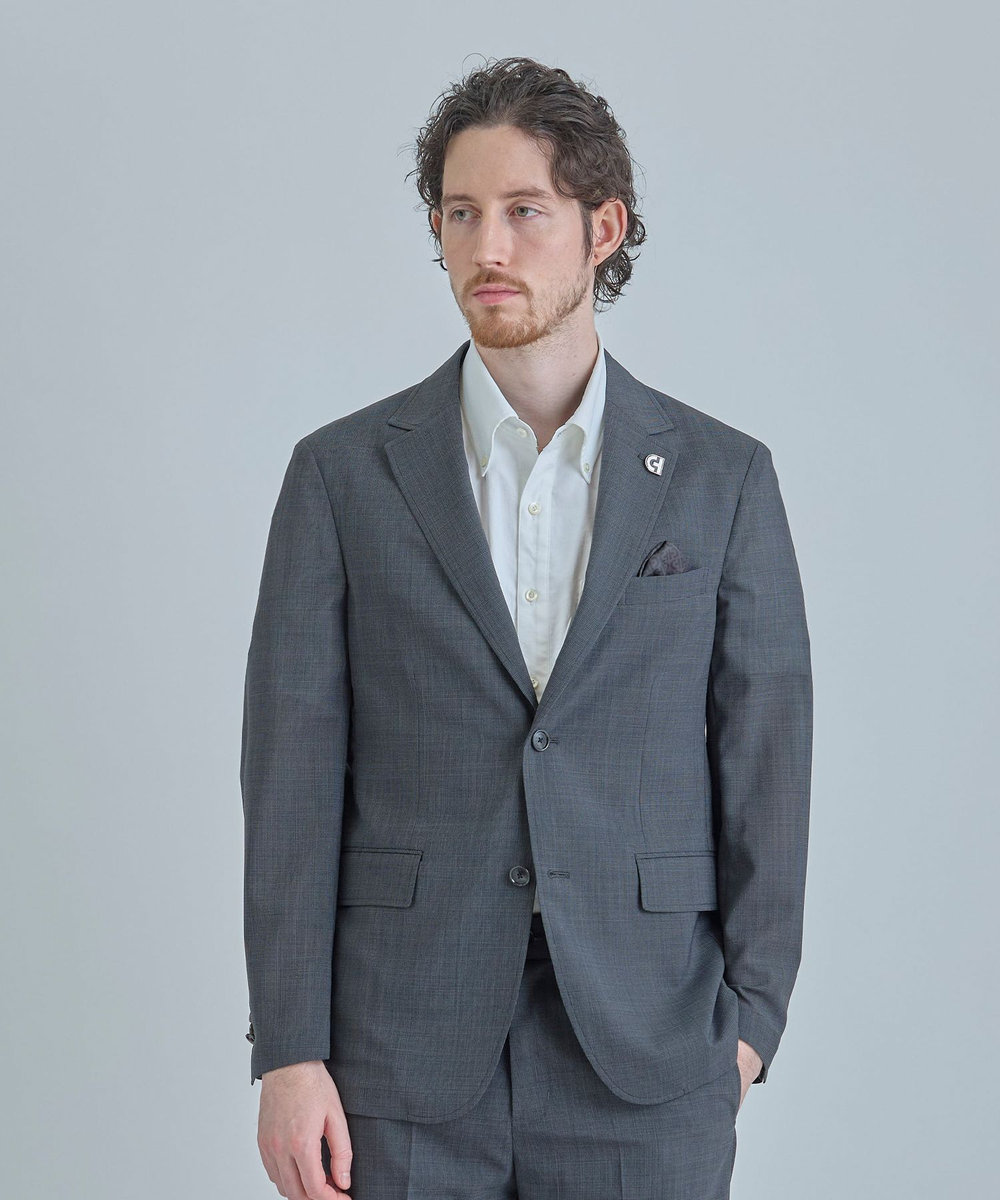 MEN'S BIGI 【COLE HAAN/コール ハーン】別注 サマーサイロフィルウールピンチェックジャケット＜通気性＞ グレー