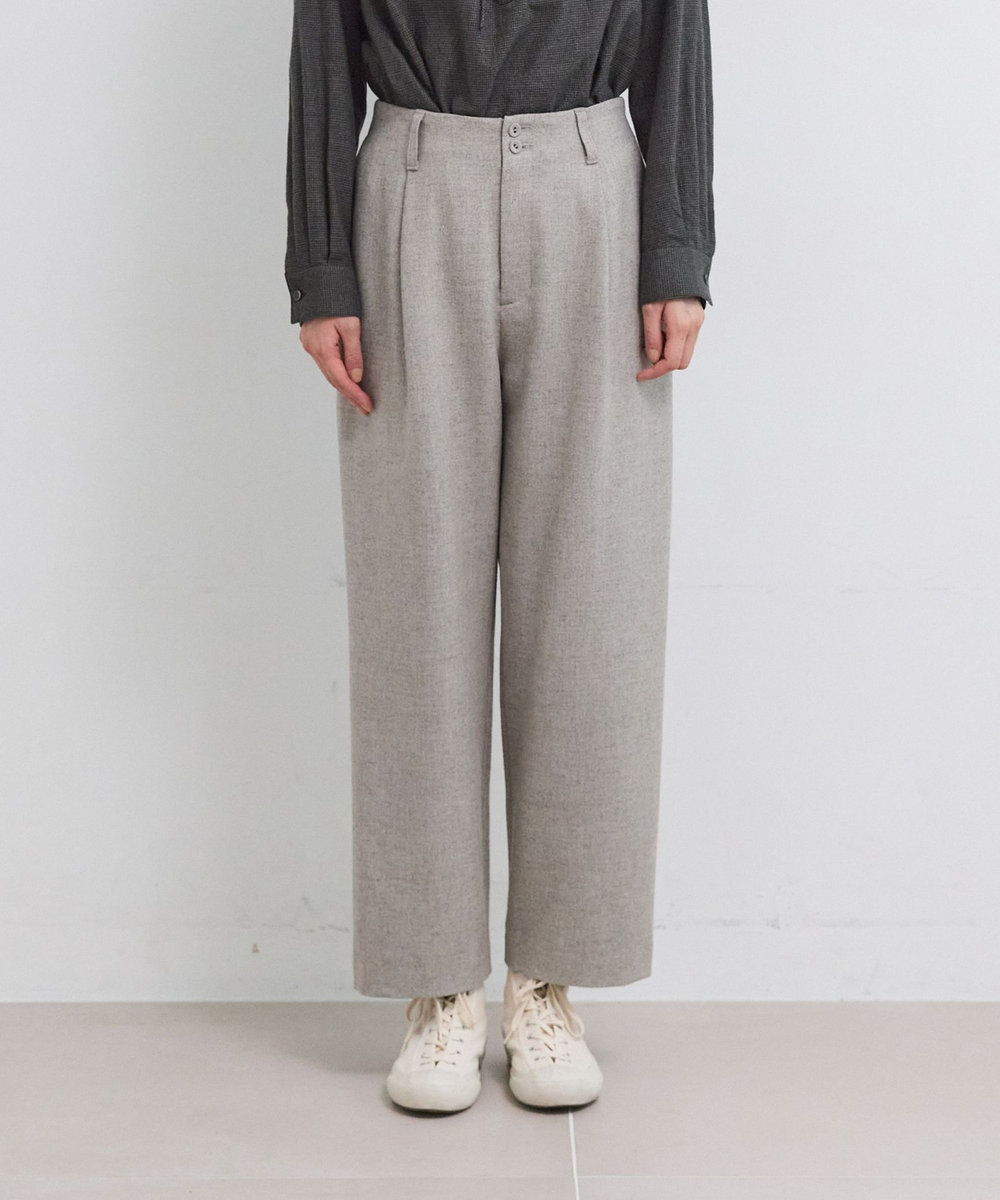 LOISIR クラシカルツイードテーパードパンツ ベージュ