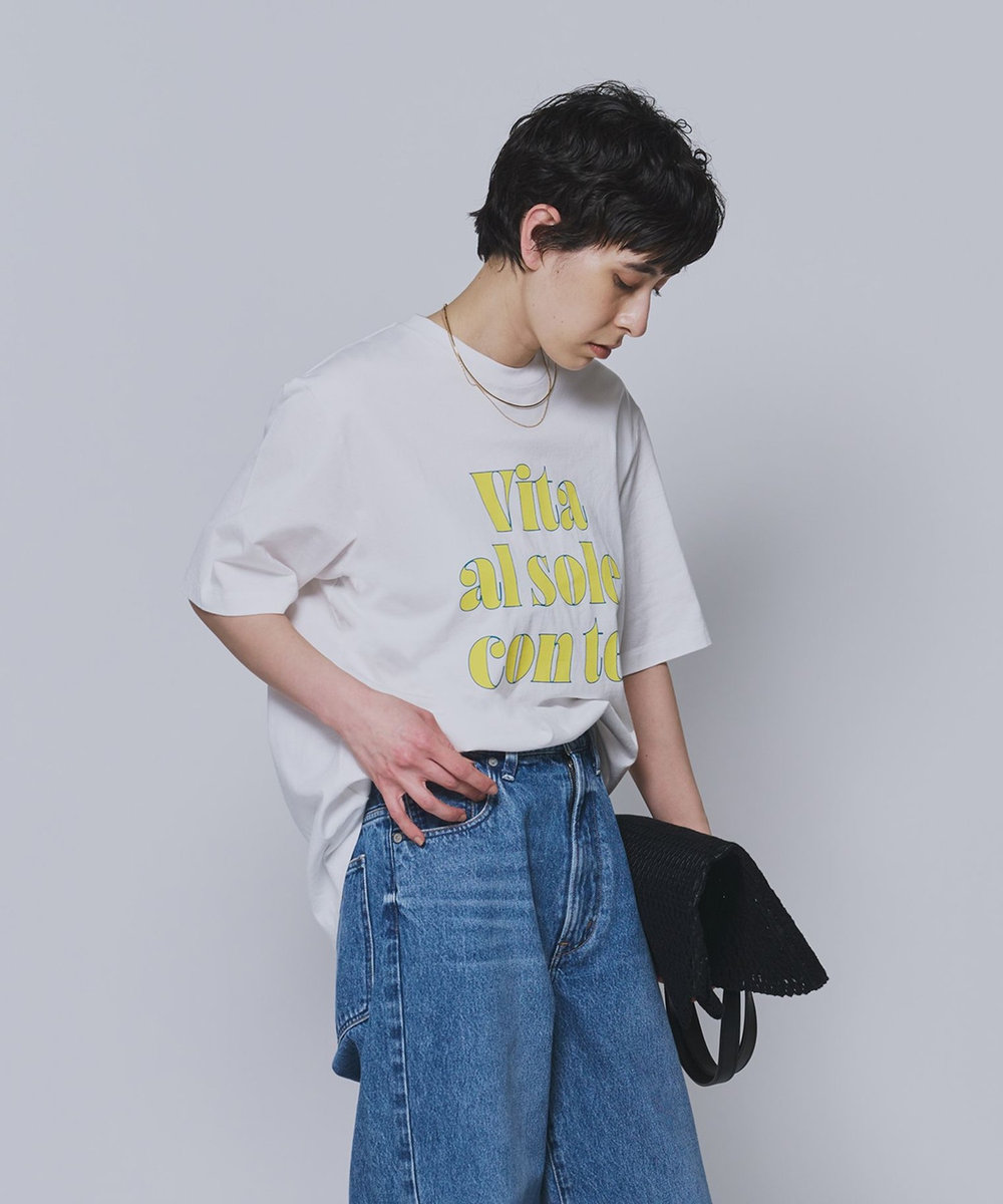 1er Arrondissement ロゴプリントＴシャツ ライム