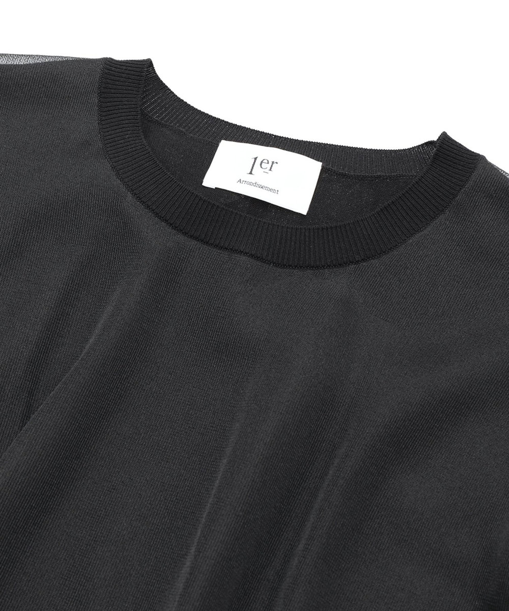 1er Arrondissement オーガンザレイヤードニットプルオーバー ブラック