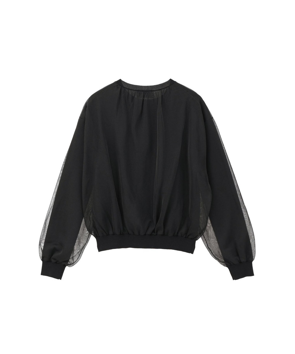 1er Arrondissement オーガンザレイヤードニットプルオーバー ブラック