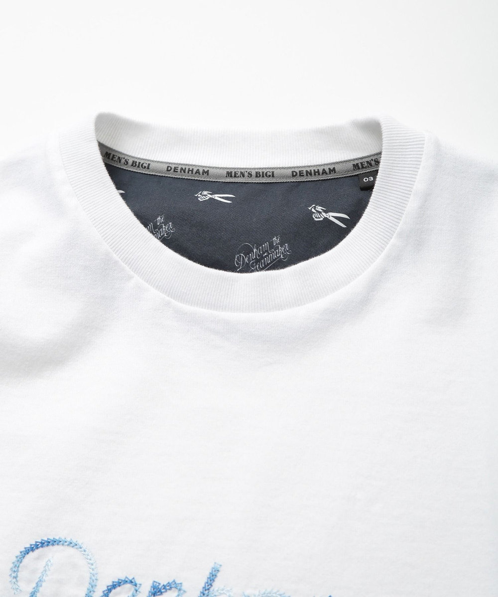 MEN'S BIGI 【DENHAM/デンハム】別注グラデーションロゴ刺繍Tシャツ ホワイト