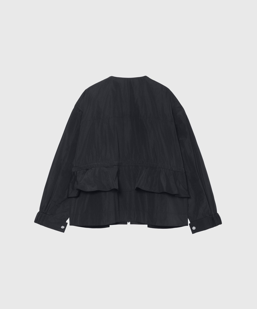 DÉPAREILLÉ TAFFETA GATHER NO COLLAR JACKET / タフタギャザーノーカラージャケット ネイビー
