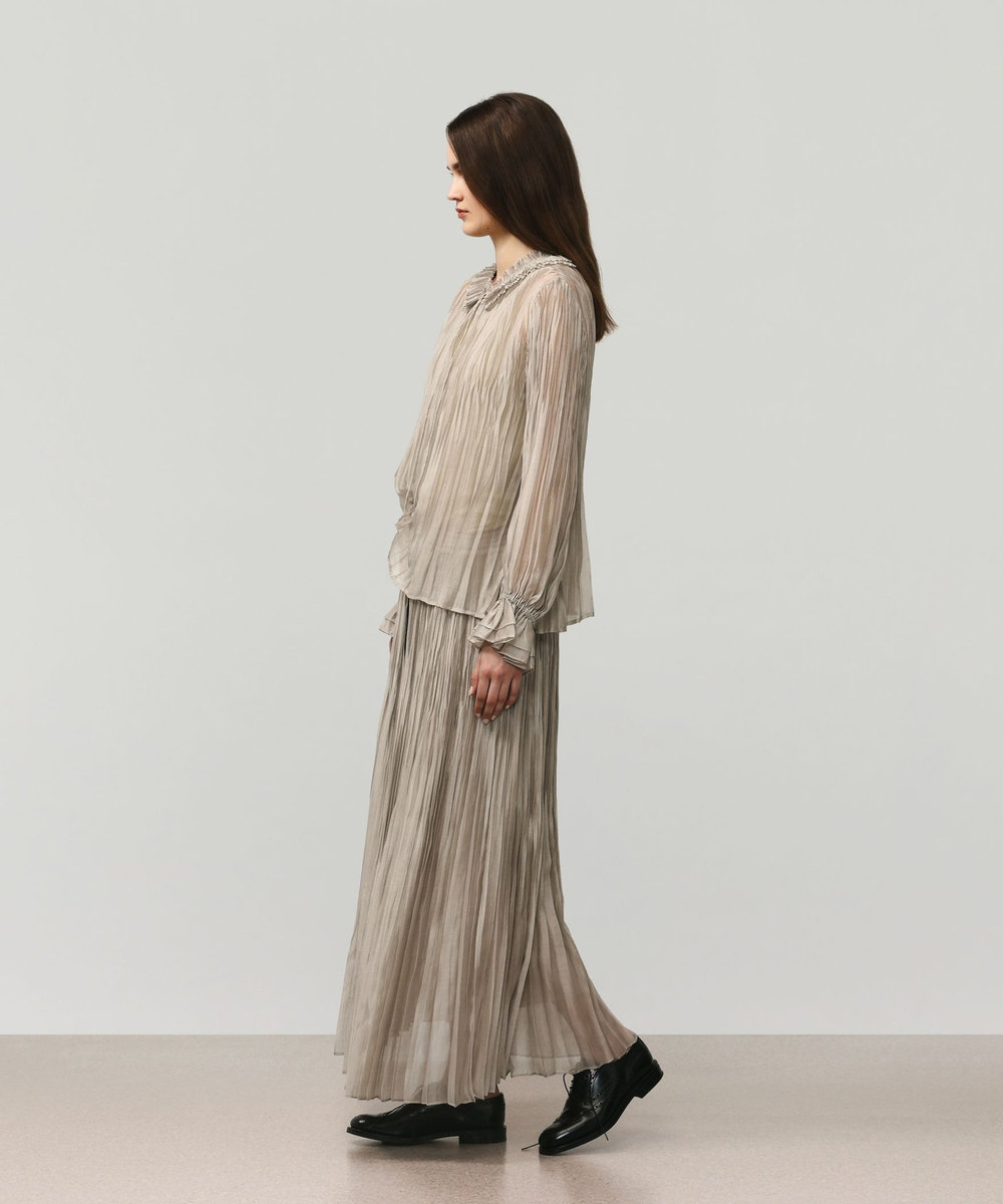 DÉPAREILLÉ TENCEL ORGANDY PLEATS SKIRT / テンセルオーガンジープリーツスカート ベージュ