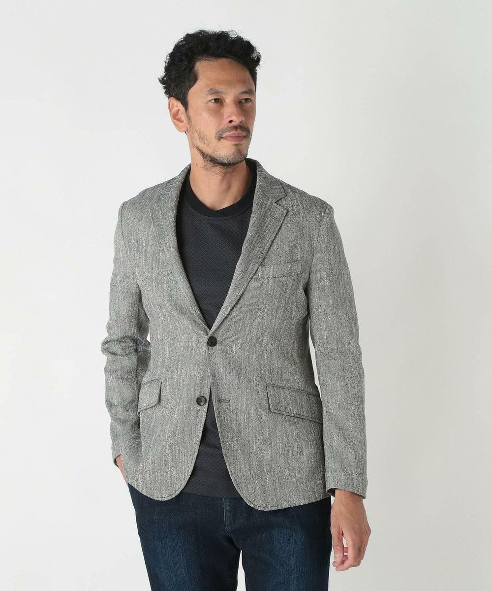 MEN'S BIGI リネン調スラブメランジジャケット ネイビー