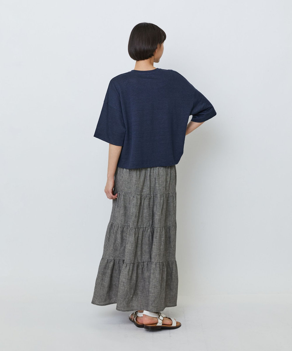 LOISIR リネン天竺ショートTシャツ ネイビー