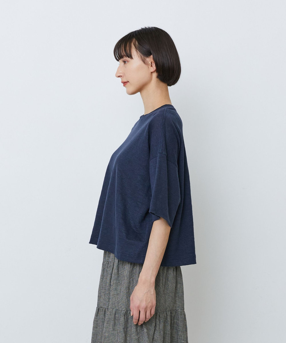 LOISIR リネン天竺ショートTシャツ ネイビー