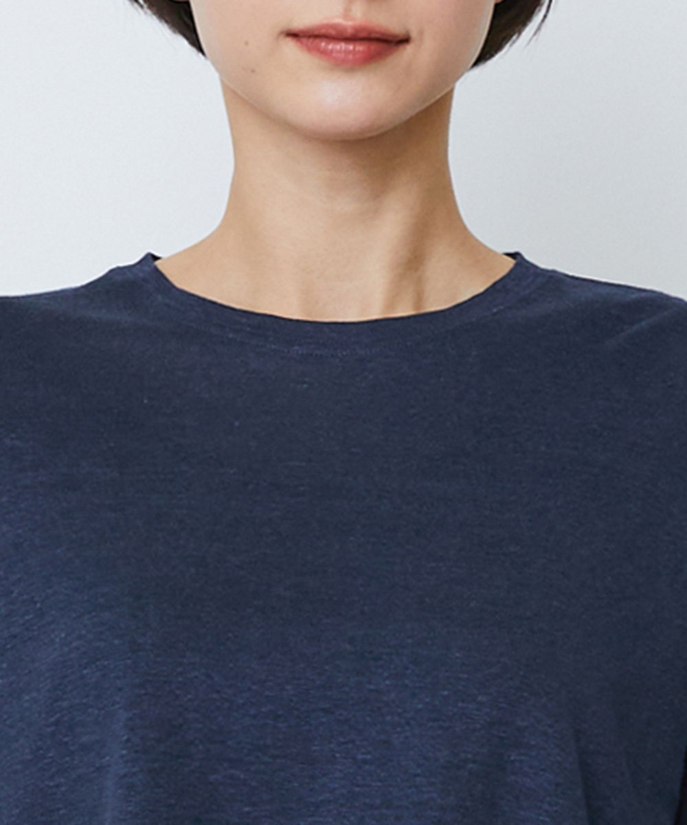 LOISIR リネン天竺ショートTシャツ ネイビー