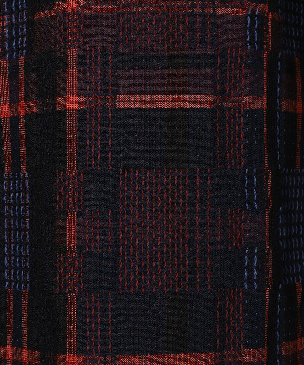MEN'S BIGI 【Wax London/ワックスロンドン】Whiting バスケット織チェック柄シャツジャケット ネイビー